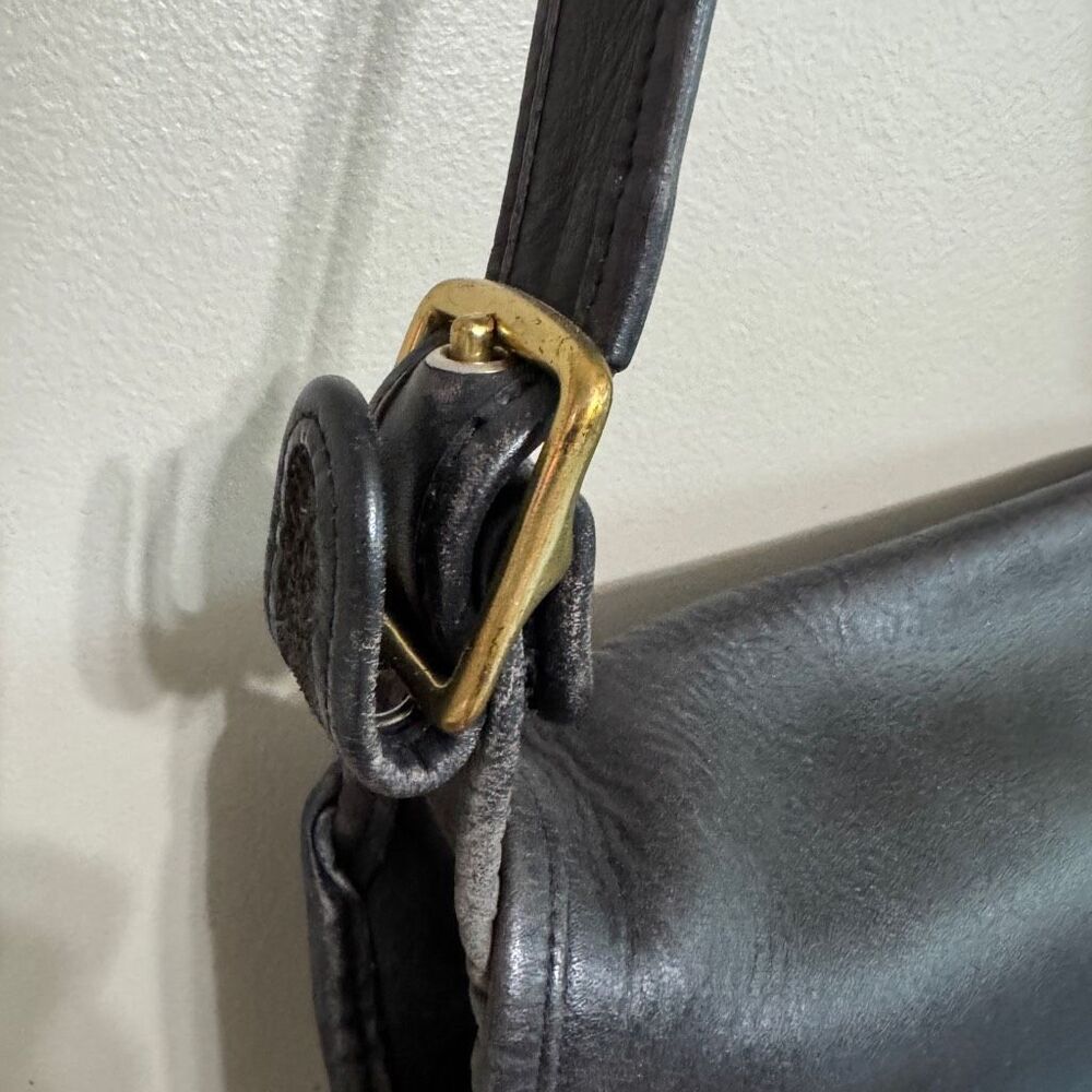 Coach 9525 Vintage Old Stewardess Black Leather Shoulder Bag - Picture 5 of 11